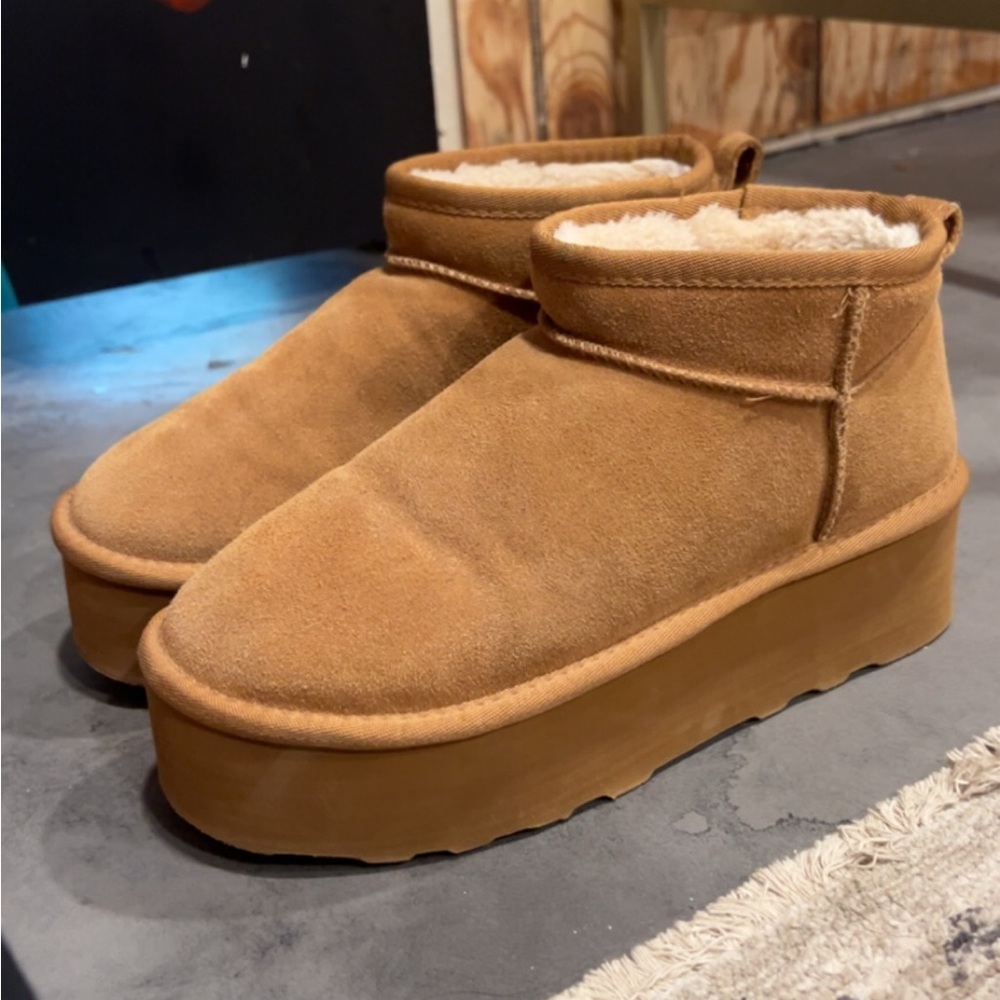Tan Platform Ankle Boots